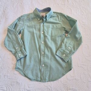 Peek boys size 8 green & white gingham long sleeve button down shirt VGUC